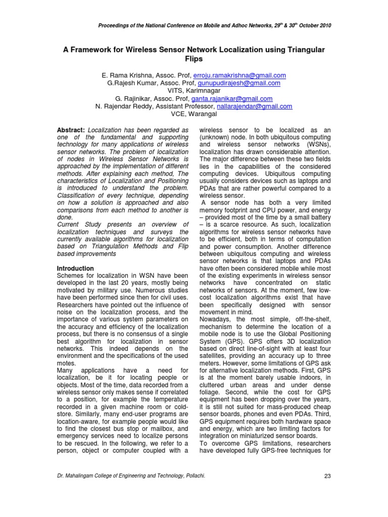 5.a Framework For Wireless Sensor Network Localization Using Triangular