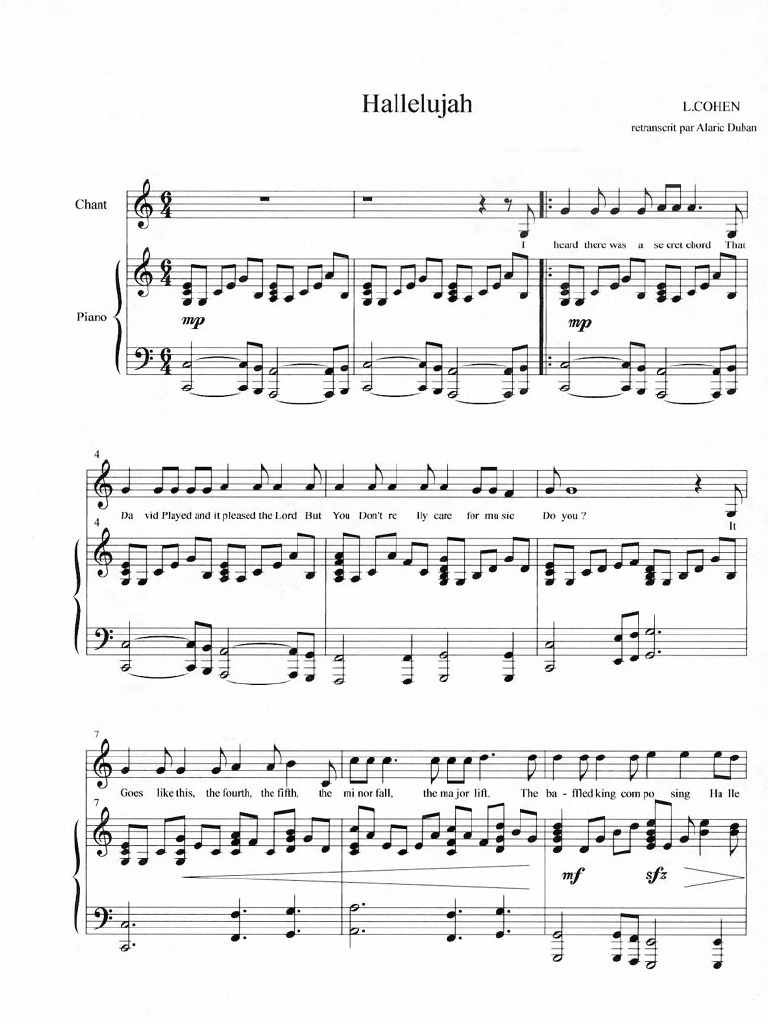 56663194 Shrek Hallelujah SHEET MUSIC