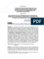 Os Estilos Cognitivos Na Educação Escolar e Sua Dimensão Conceitual Como Aporte Teórico para A Orientação Do Ensino e Da Aprendizagem. Uma Discussão Introdutória.