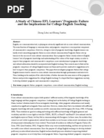 Download A Study of Chinese EFL Learners Pragmatic Failure by Ahmed S Mubarak SN126069188 doc pdf