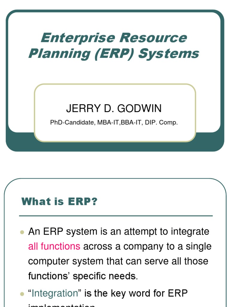 Enterprise Resource Planning (ERP) Systems | PDF | Enterprise Resource