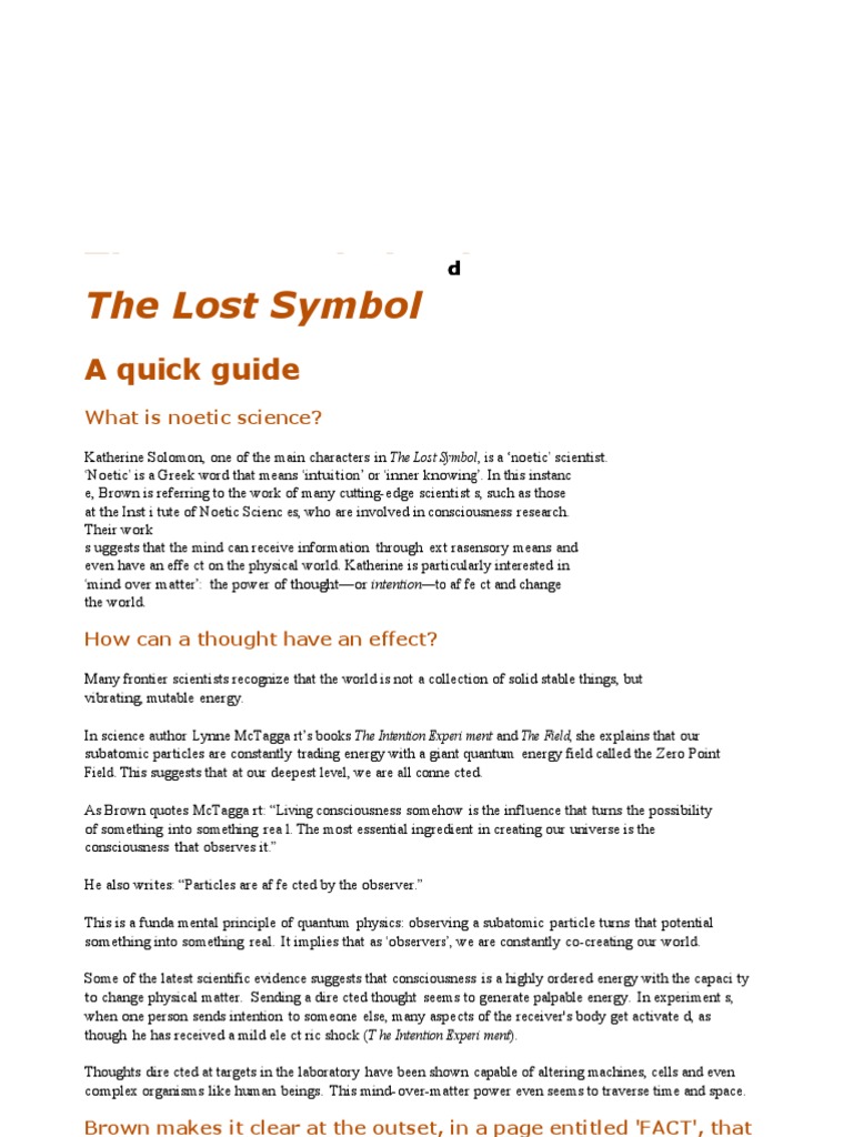 The Science Behind The Lost Symbol | PDF | Consciousness | Mind