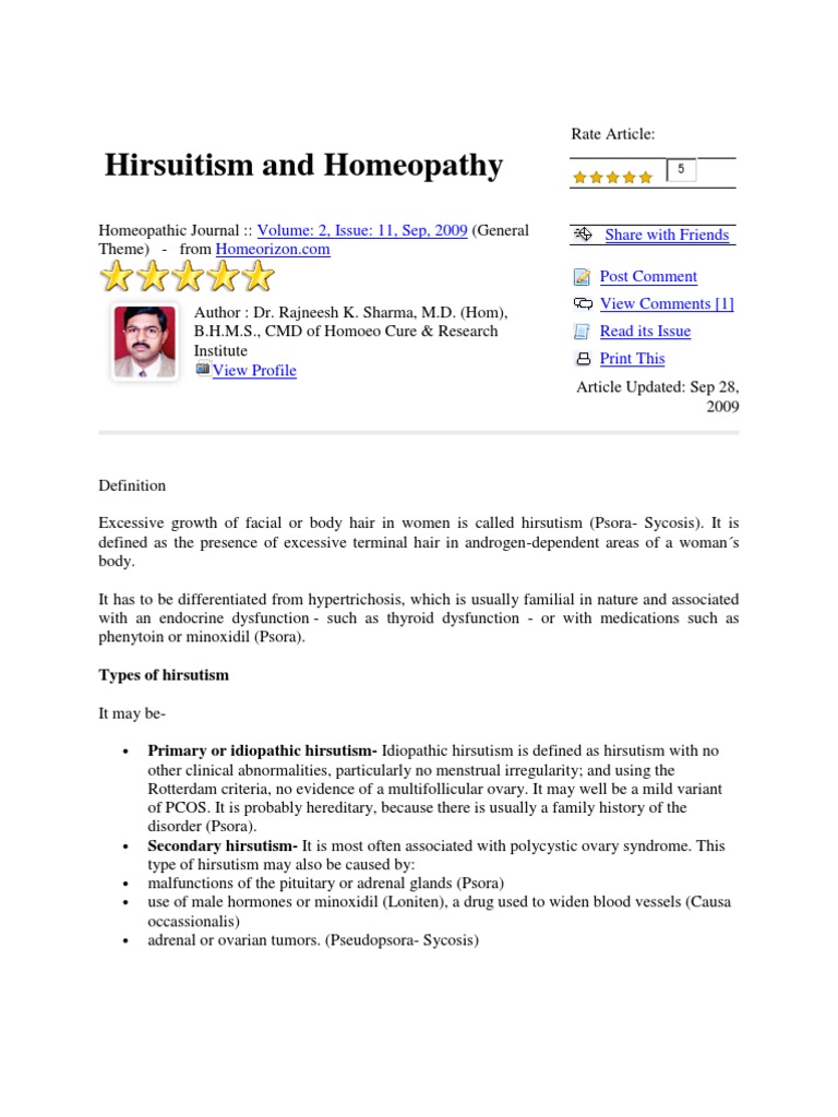 Homeopathy and Facial Hair PDF Polycystic Ovary Syndrome Androgen