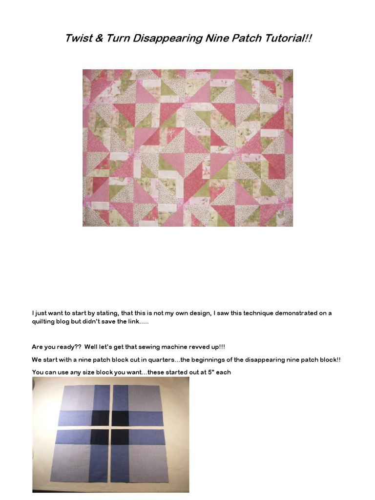 1twist & Turn Disappearing 9 Patch Tutorial | PDF | Home & Garden