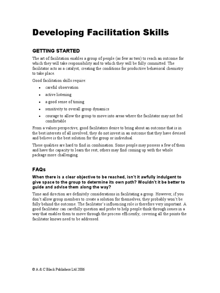 Developing Facilitation Skills | PDF | Career & Growth