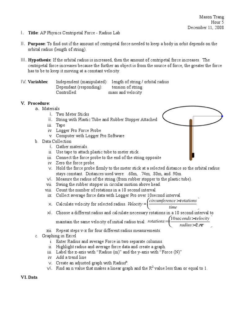 Centripetal Force Lab