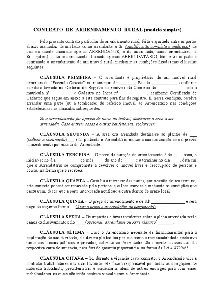 Contrato Arrendamento Simples | Arbitragem | Leasing