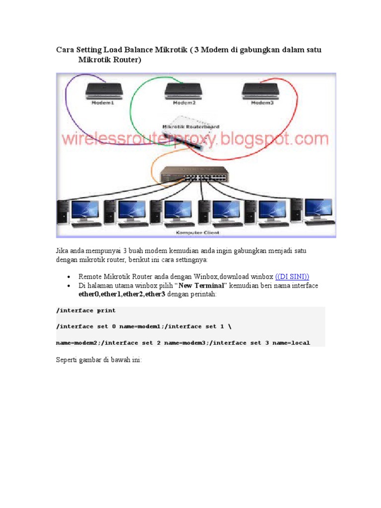 Setting Load Balance 3 Modem Mikrotik | PDF