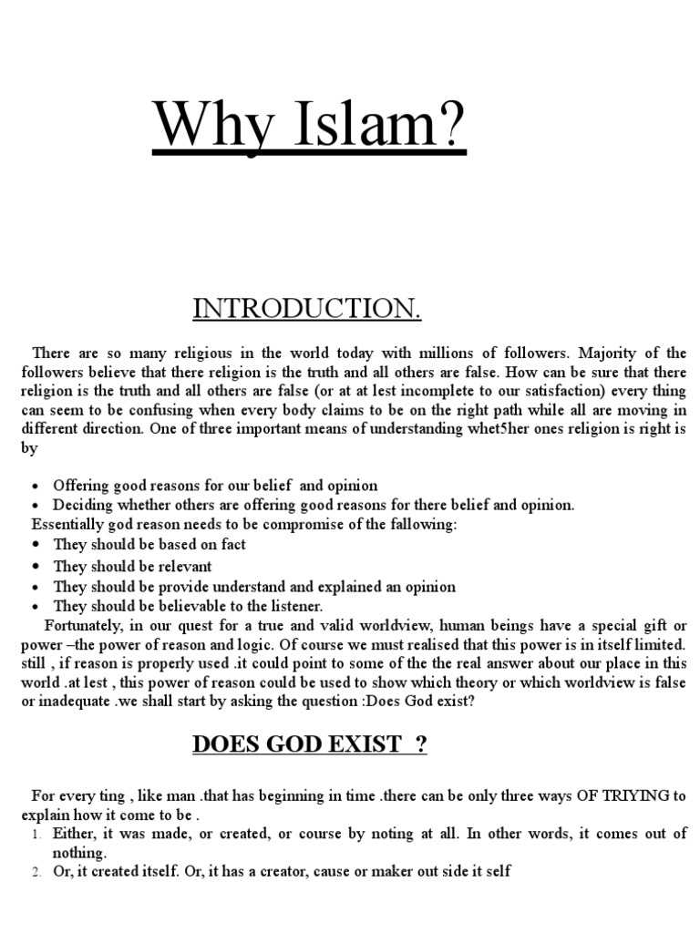 Why Islam?: Does God Exist ? | PDF
