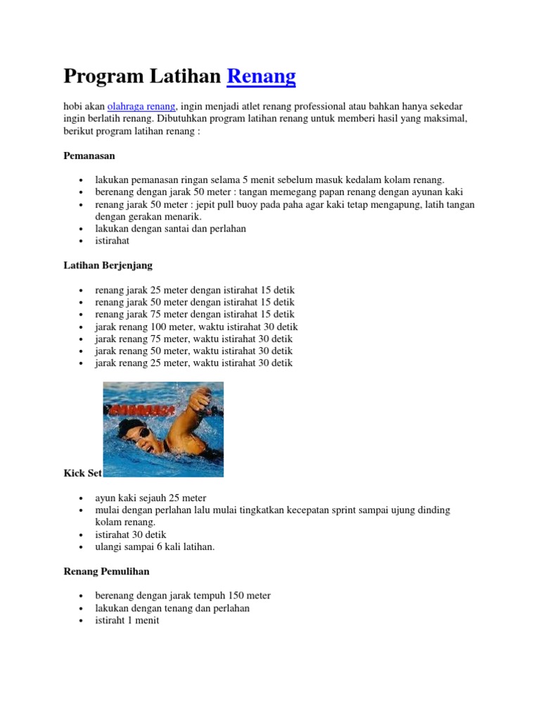 Program Latihan Renang