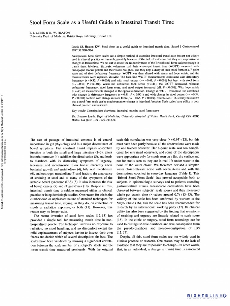 Bristol Stool Chart | PDF | Irritable Bowel Syndrome | Gastroenterology