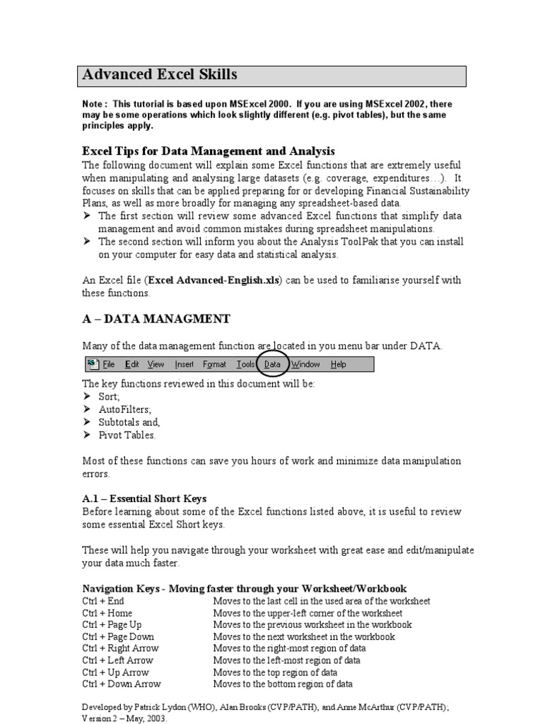 Advanced Excel Skills: Excel Tips For Data Management and Analysis ...
