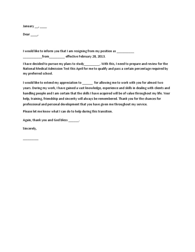 Resignation Letter