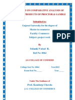 Project On Comparative Analysis of Various Products of Proctor & Gamble