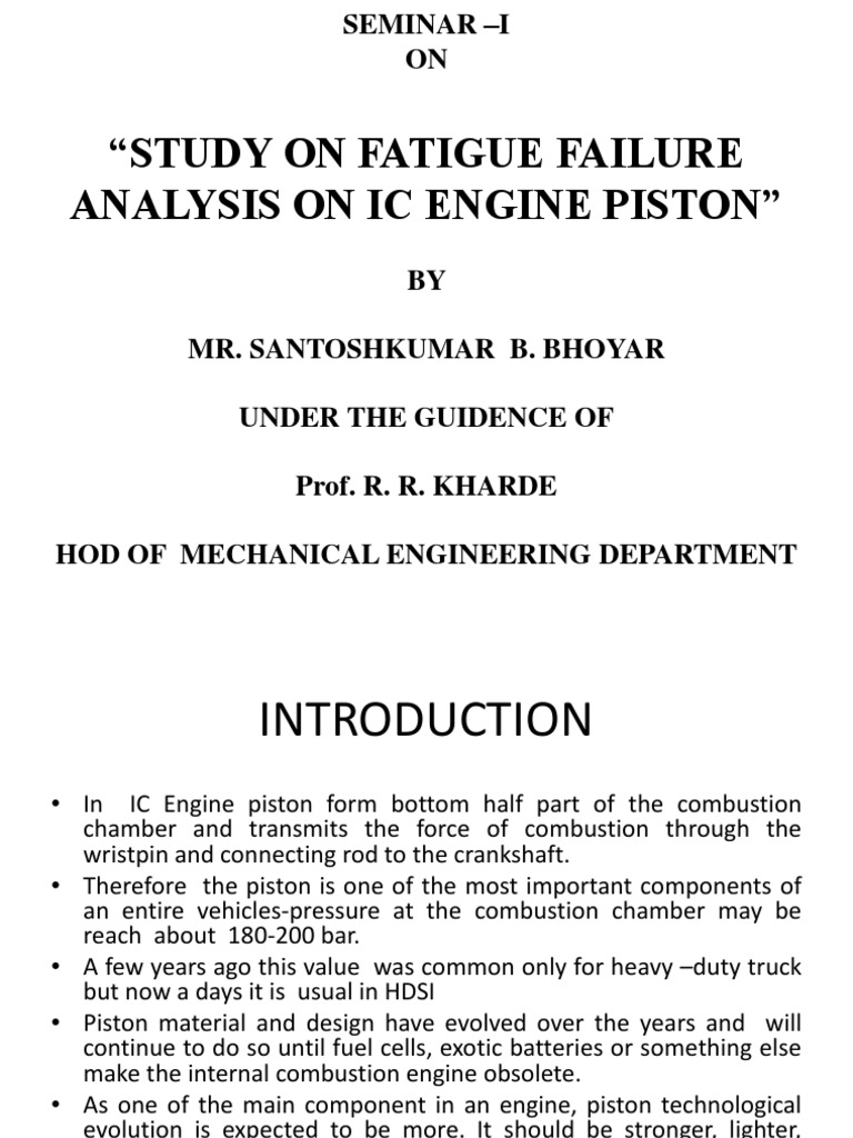 Fatigue Failure Analysis of IC Engine Pistons | PDF | Piston | Internal ...