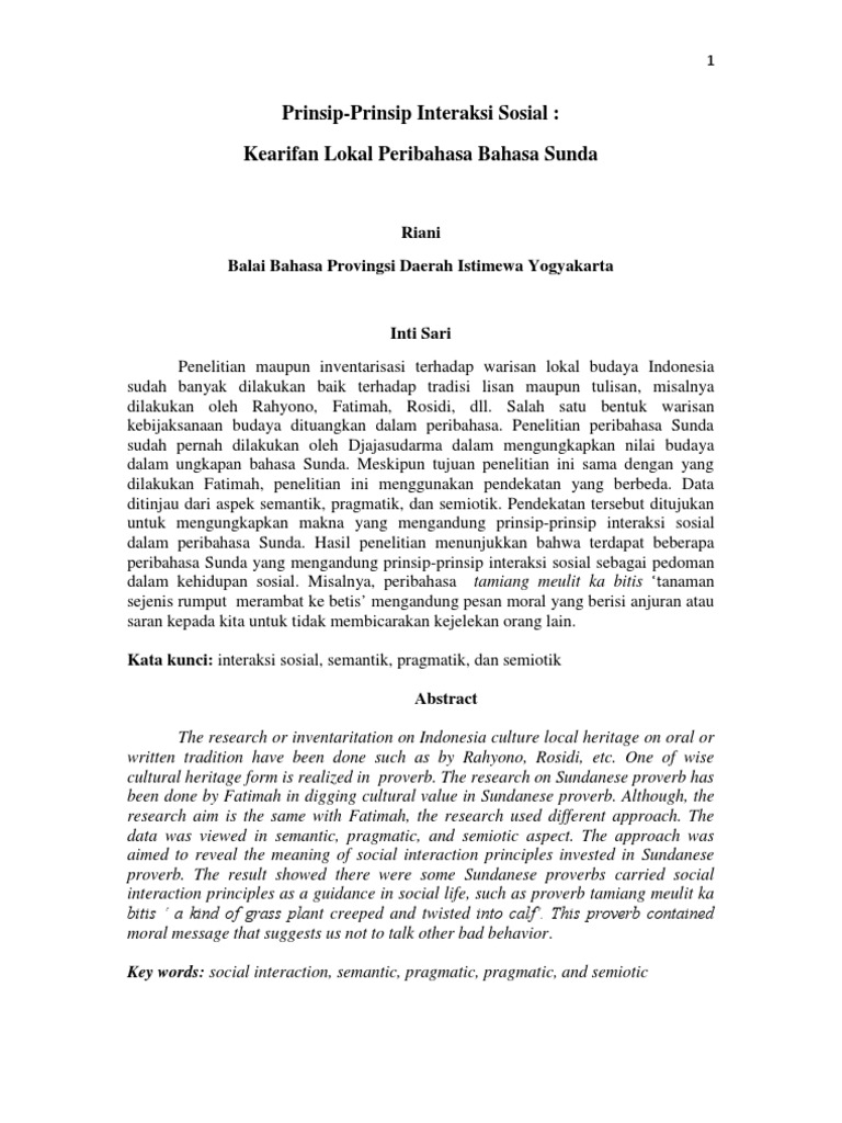 Prinsip Interaksi Sosial Dalam Peribahasa Sunda Revised ...