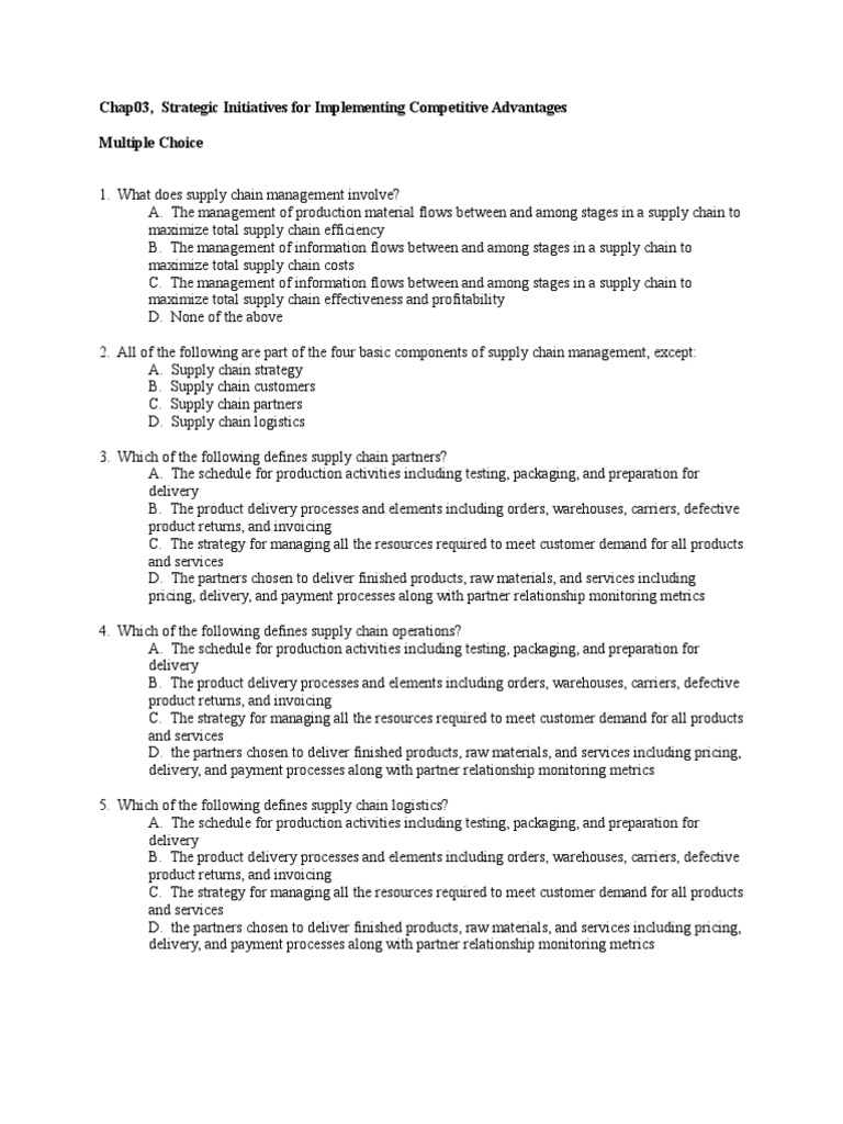 MGT300 - Ch03 Exercise | PDF | Supply Chain | Enterprise Resource Planning