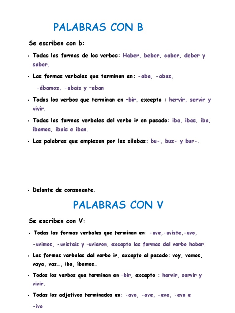 Palabras Con B V Y G