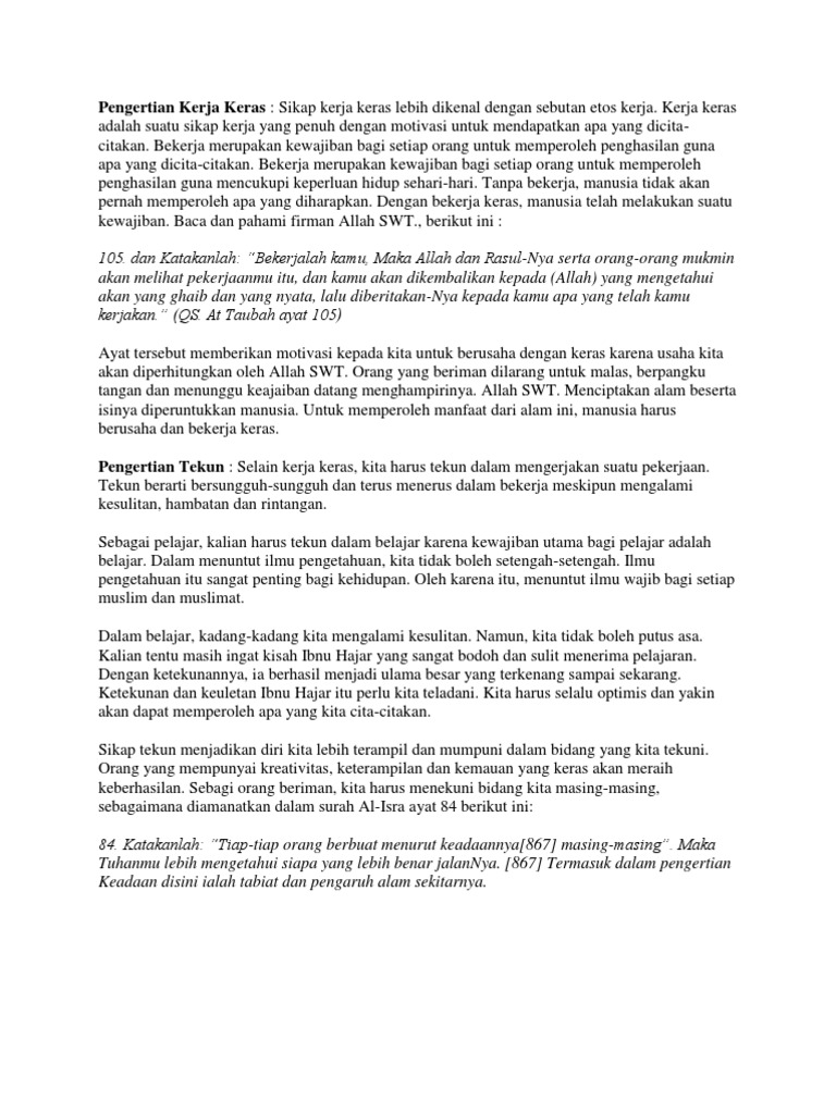 Pengertian Kerja Keras Pdf