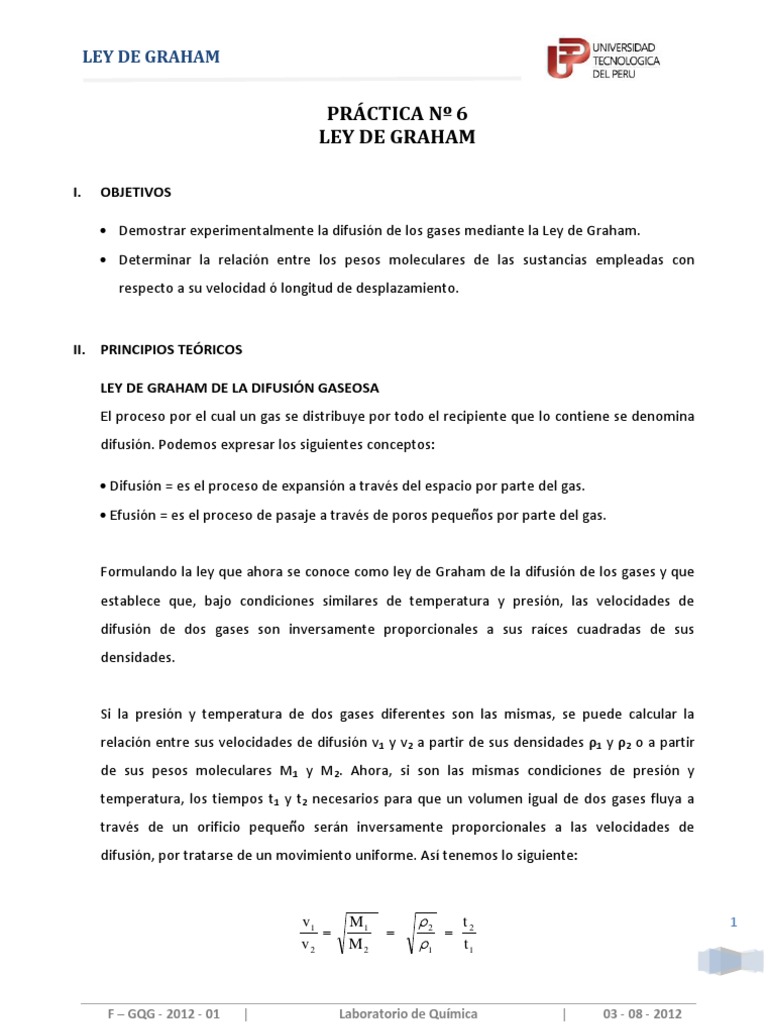 PRÁCTICA Nº6 LEY DE GRAHAM Materiales transparentes