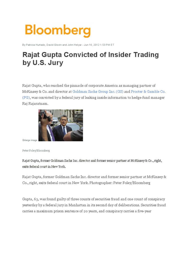 Rajat Gupta Goldman Sachs Insider Trading