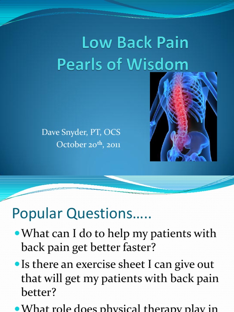 Low Back Pain Pearls of Wisdom PDF Low Back Pain Back Pain