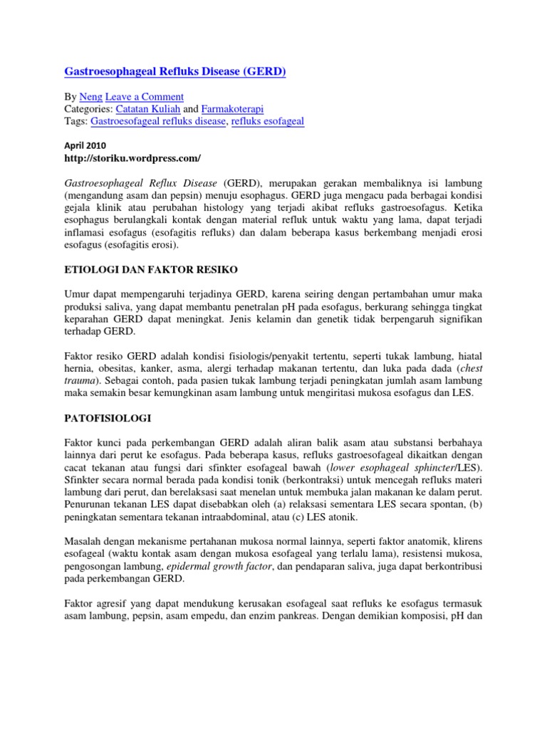 Gastroesophageal Refluks Disease | PDF | Penyakit Refluks ...