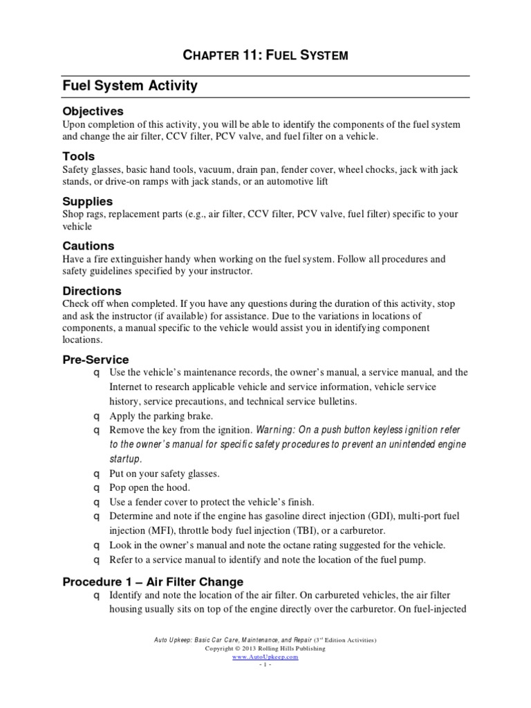Chapter 11 Fuel System Activity PDF
