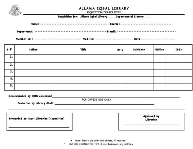 Book Requisition Form for Libraries | PDF | Technology & Engineering