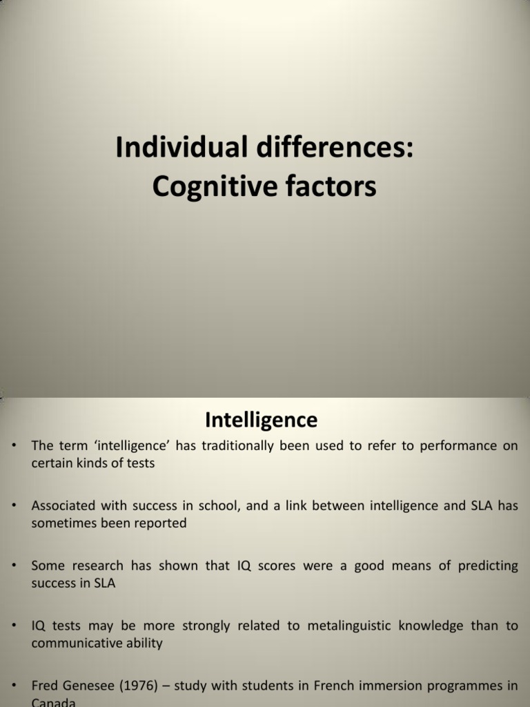 Cognitive Factors in Individual Differences | PDF | Second Language ...