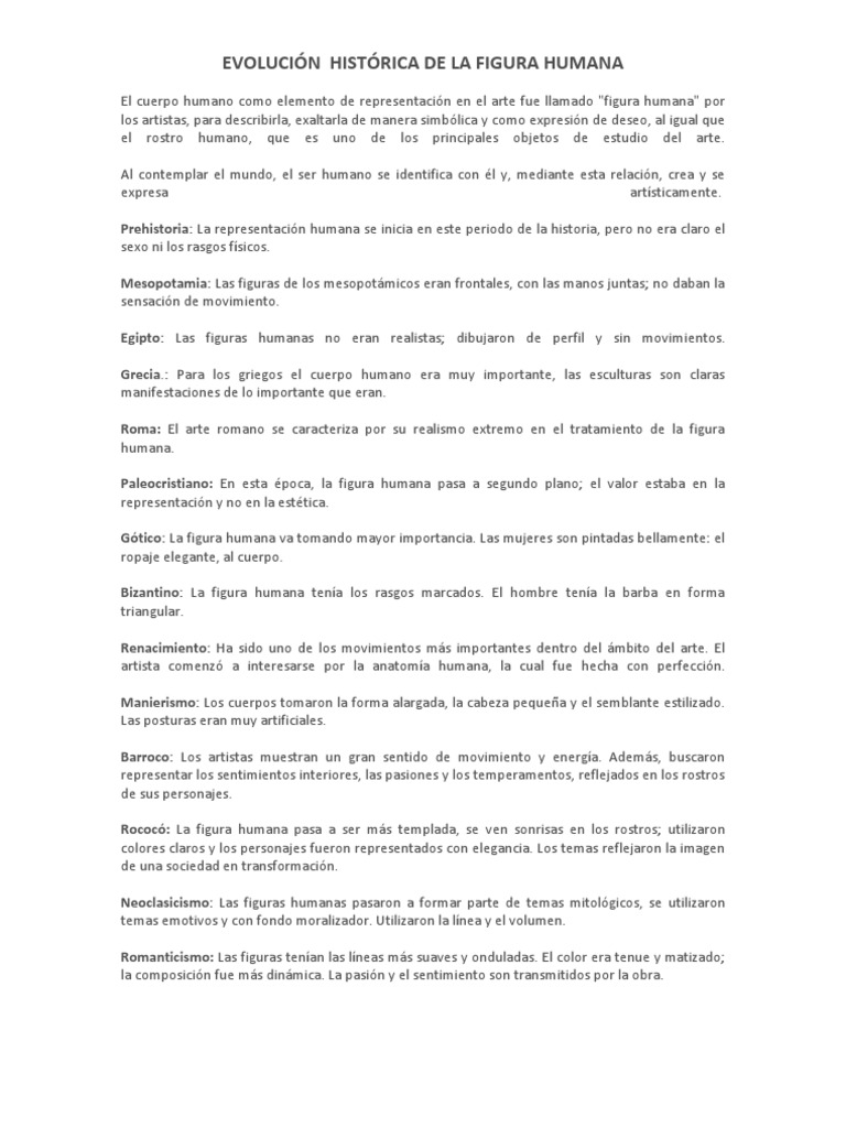 Evolución de la figura humana en el arte | PDF | Historia | Clásicos