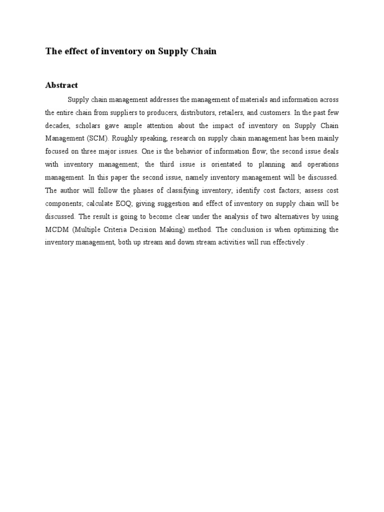 Abstract | PDF | Supply Chain Management | Inventory