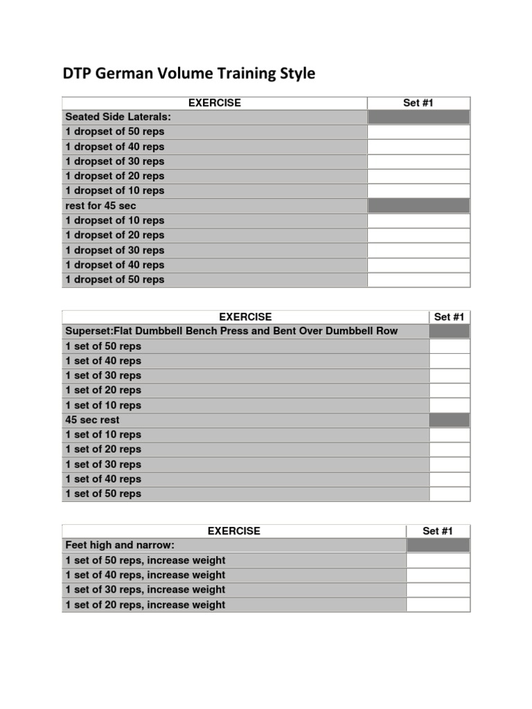 DTP German Volume Training Style | PDF | Aerobic Exercise | Weight Training