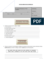 5ºNEE1ª Ficha Avaliação Conhecimento Explícito da Língua