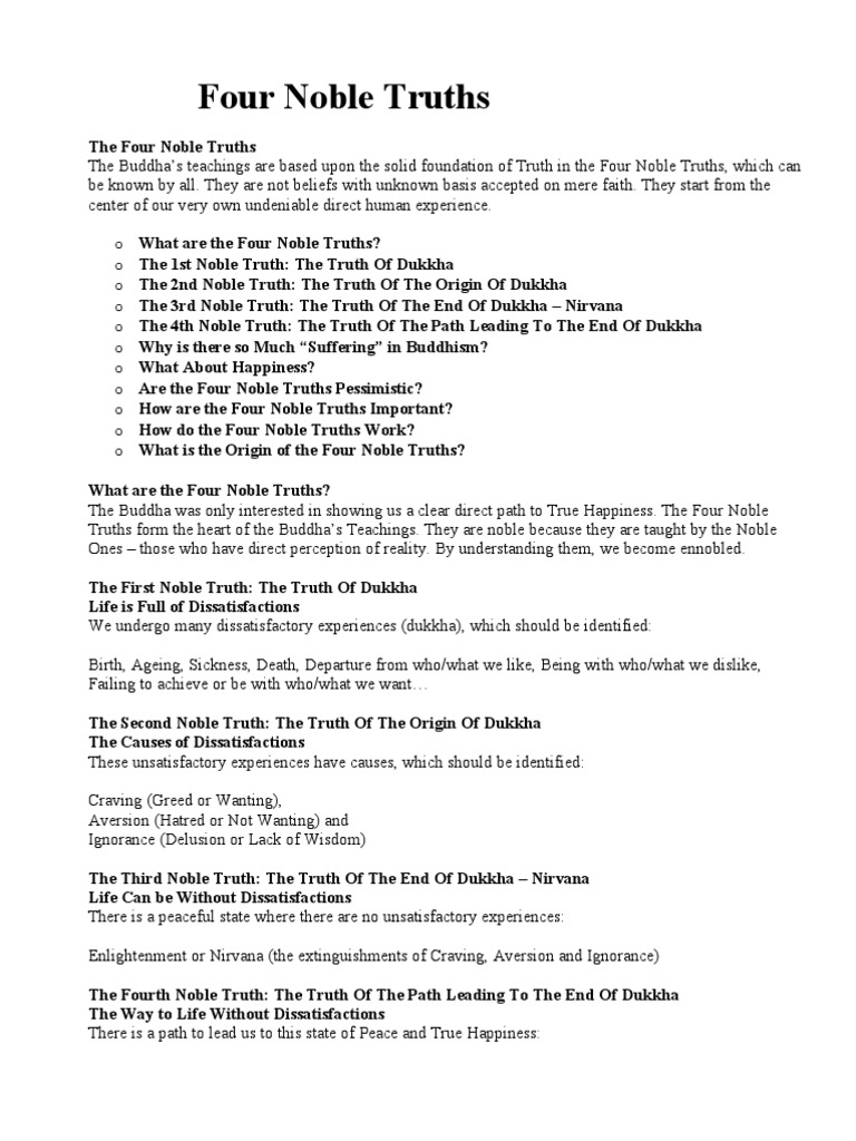 The Four Noble Truths Pdf