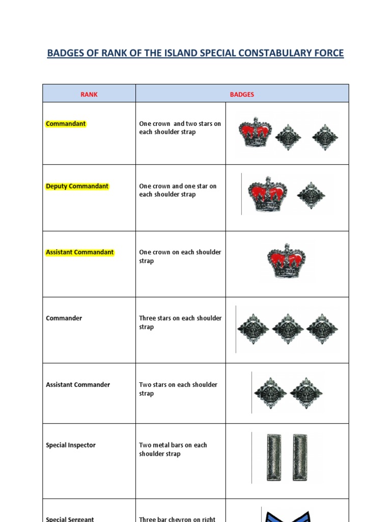 Badges of Rank of The Island Special Constabulary Force | PDF | History