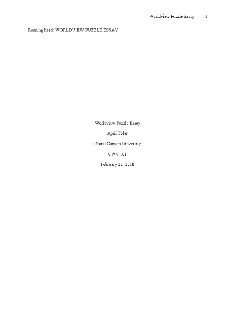 Worldview Puzzle Essay PDF World View God