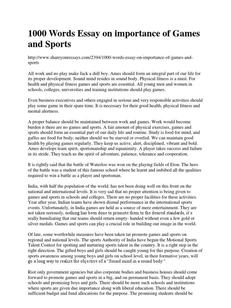 Essay on games and sports in the life of student