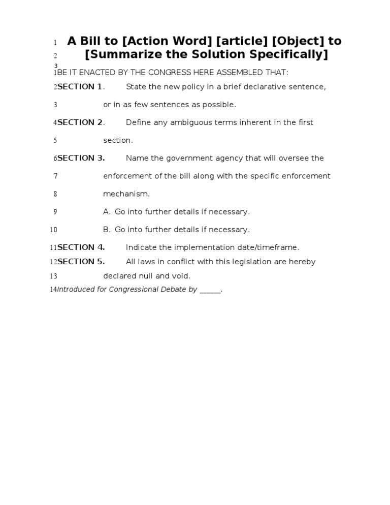 Congressional Bill Template Guide | PDF