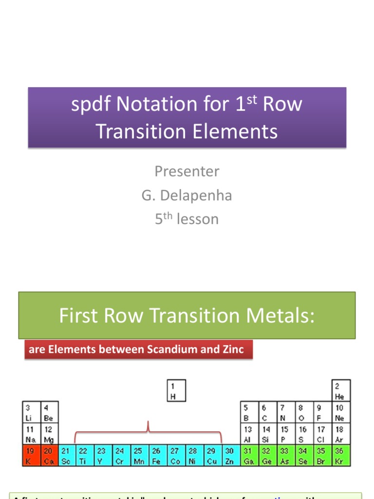 SPDF Notation for 1st Row Metals | PDF