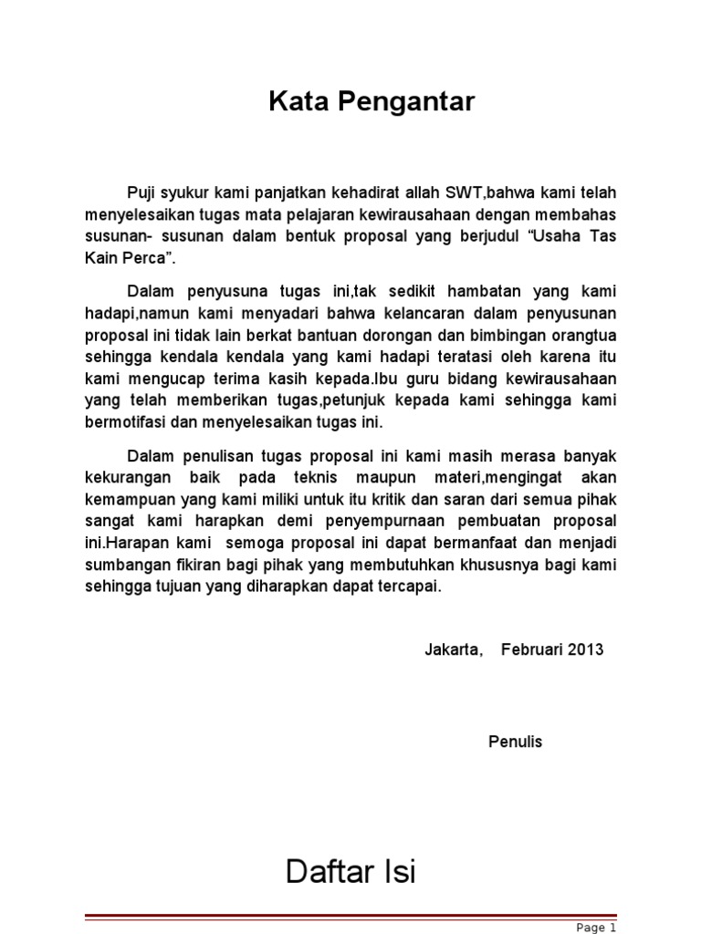 Contoh Kata Pengantar Proposal Kegiatan Trend Kata 2019