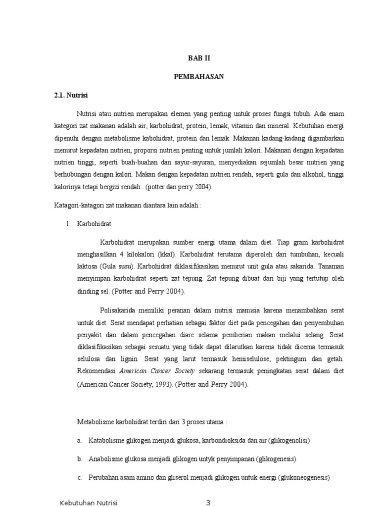 Makalah Kebutuhan Nutrisi