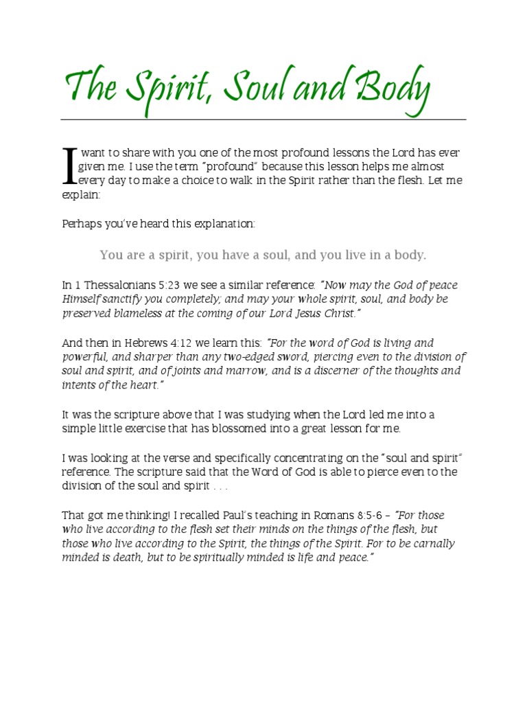Spirt Soul Body | PDF