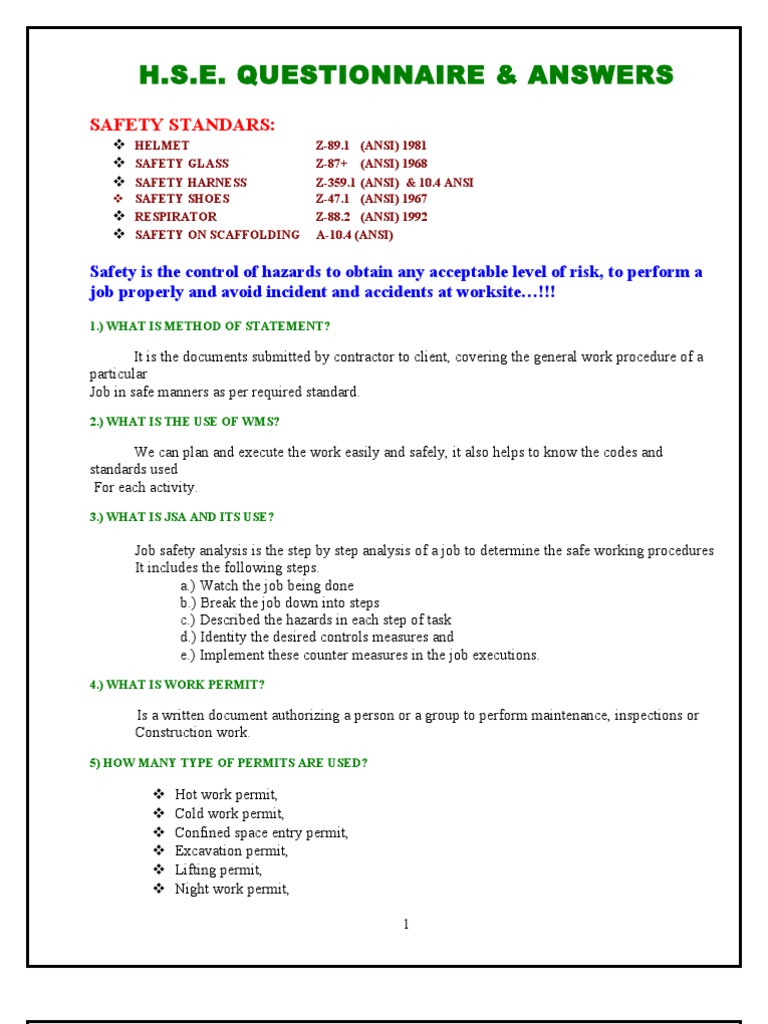 SAFETY QUESTIONS AND ANSWERS.doc | Combustion | Fires