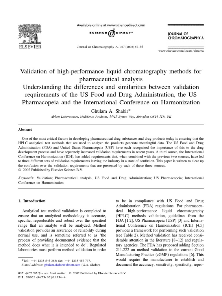 Comparison Bet. US FDA, USP & ICH Guidelines Verification And