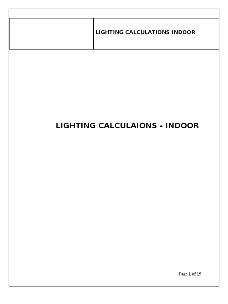Indoor Lighting Calculation Guide | PDF | Lighting | Light