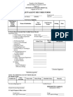 Equivalent Record Form: Division of Misamis Oriental