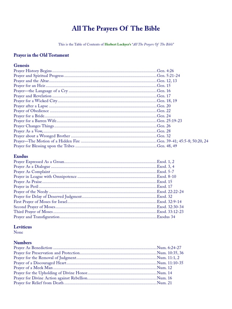 All The Prayers of The Bible Prayers in Bible | PDF