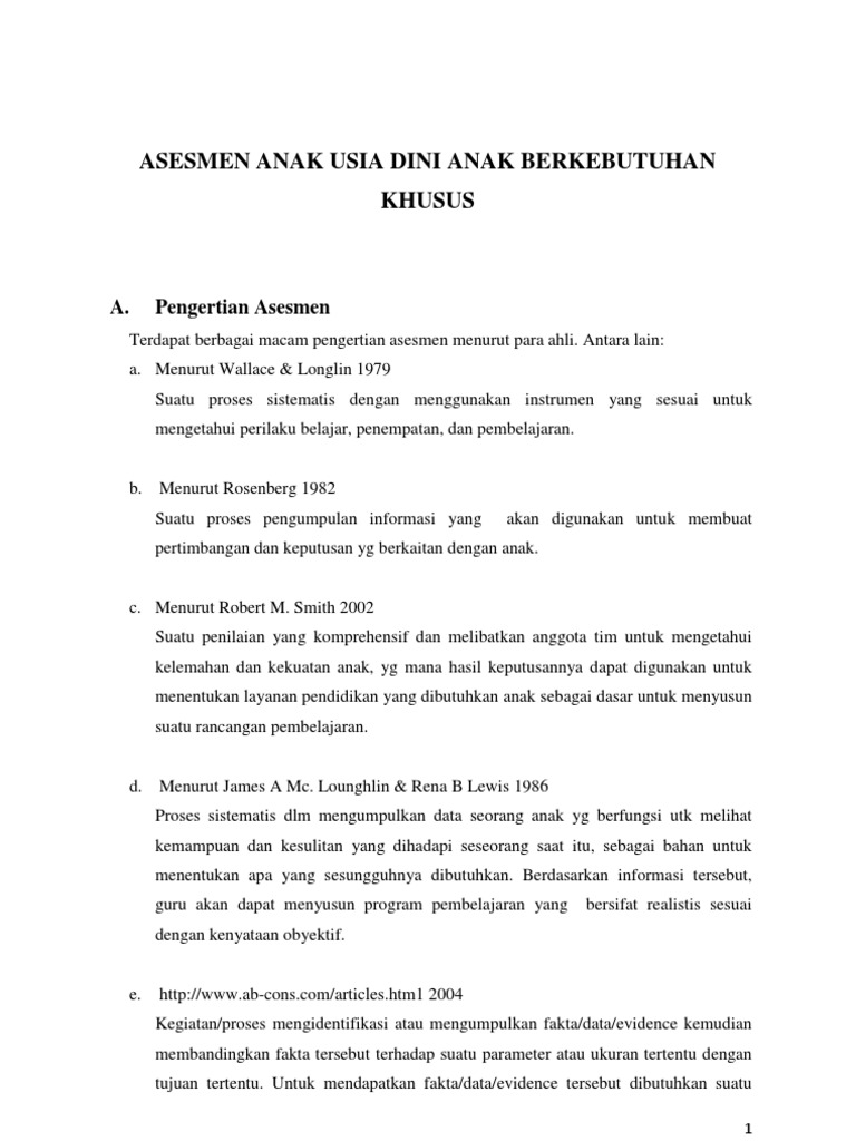 Makalah Asesmen Anak Usia Dini