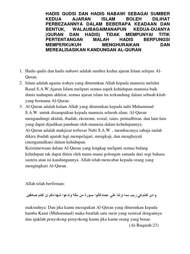 Hadis Qudsi Dan Hadis Nabawi | PDF